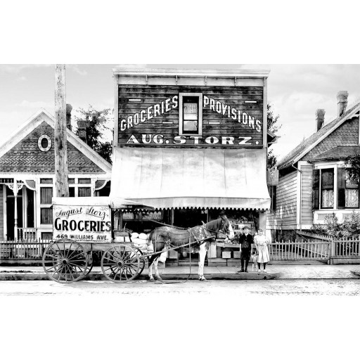 Outside August Storz Grocery, c1910