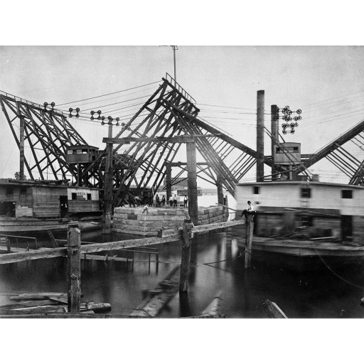 Sinking the east pier, Eads Bridge, c1870