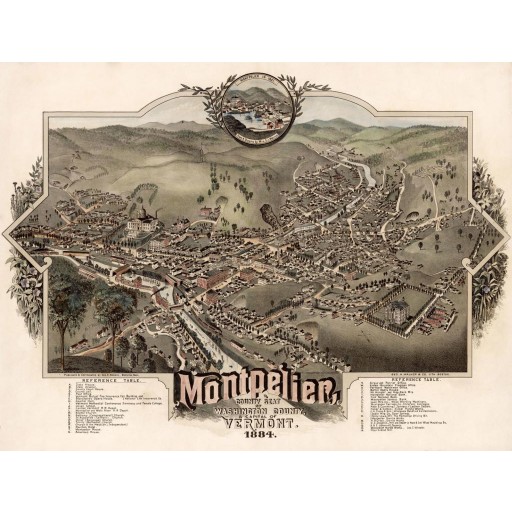 Panoramic Map of Montpelier, c1884