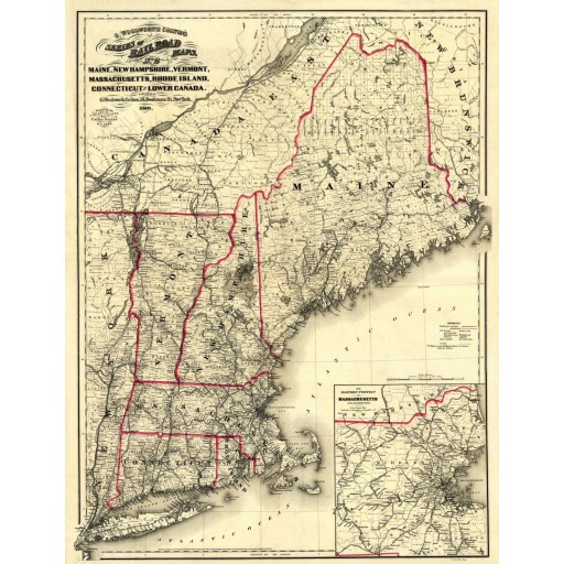 Railroad Map of New England, c1860