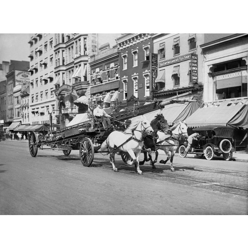 Three-horse Fire Truck on F Street, c1915
