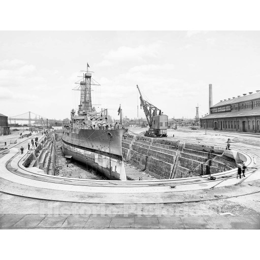 Brooklyn, New York, Dry Dock at the Brooklyn Navy Yard, c1915