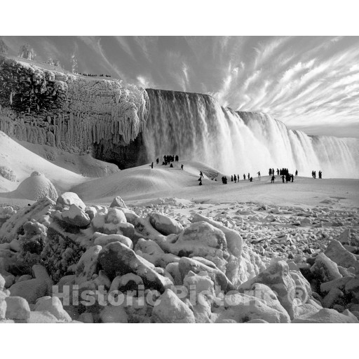 Niagara Falls, New York, Crowd of People on Ice bridge, c1883