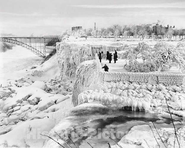 Niagara Falls, New York, A Frozen Bridal Veil Falls, c1933