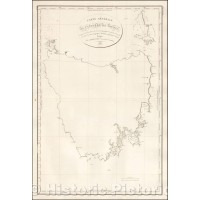 Historic Map | (Tasmania) Carte Generale de la Terre de Diemen, Comprenant les decouvertes et les t  ::  Island of Tasmania, Van Diemen's Land, Hunter Islands, 1812 v1