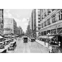 Los Angeles, California, Automobiles Lining Hill Street, c1924